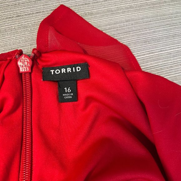 Red Torrid Chiffon Cold Shoulder Skater Dress, 16 - Picture 9 of 9